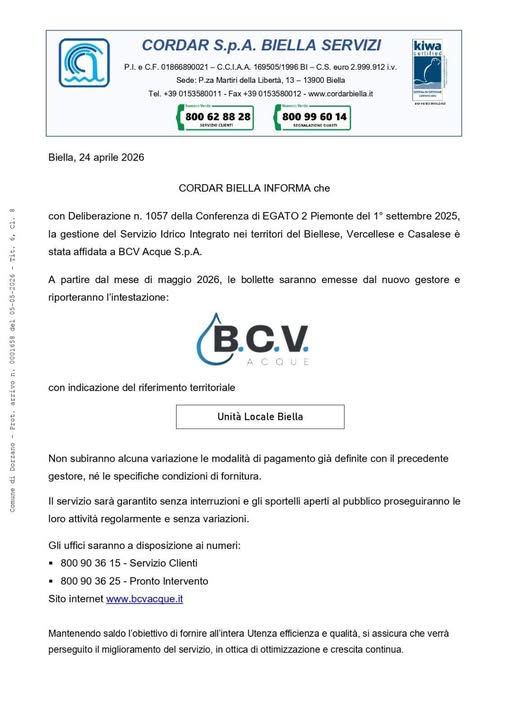 Comunicazione Servizio Idrico Integrato